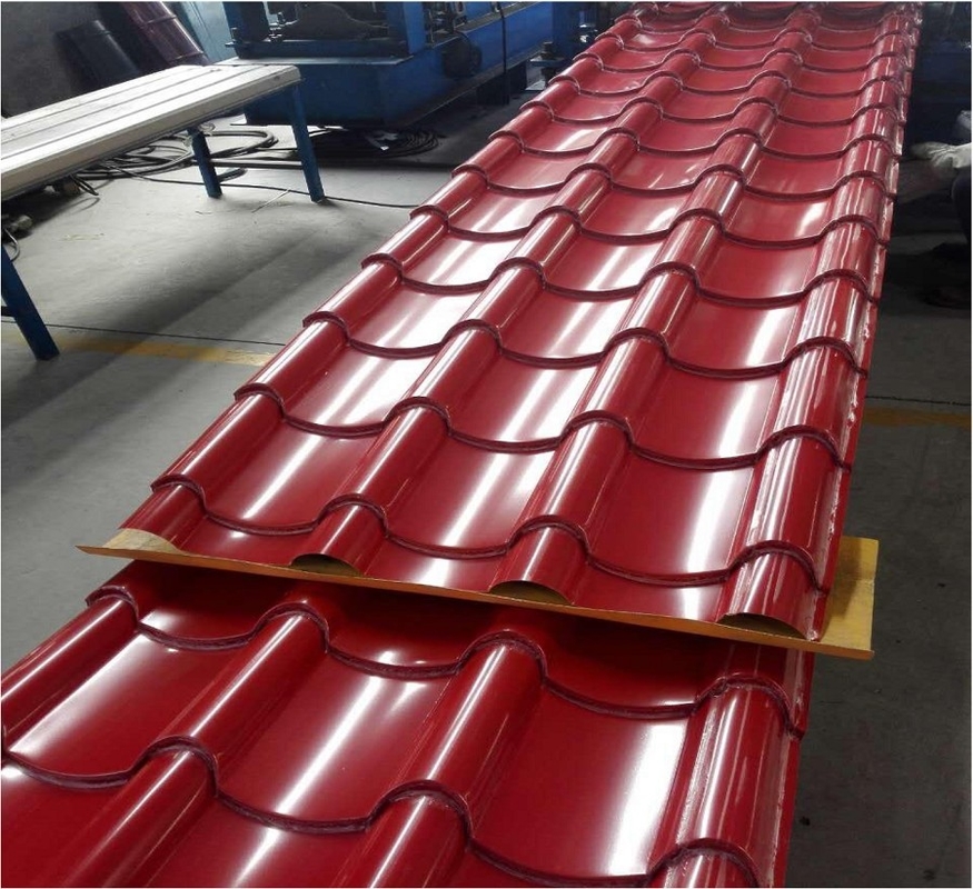 Red Steel 0.4mm Galvanized Roofing Sheet Glazed Tile Type 25-210-1050mm